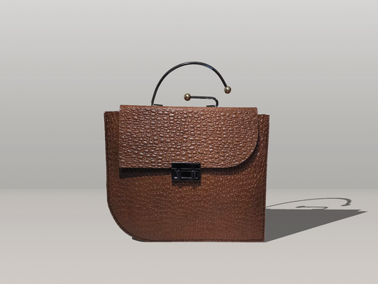 Genuine Leather & Burlap Handbag - Beige/Black – Rado Fashion Store