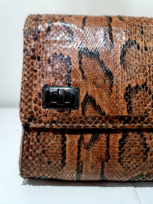Snakeskin Pattern Handbag Mini Genuine Leather - Temu