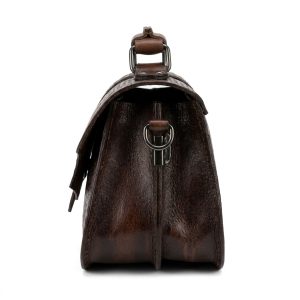 "Heritage Bloom" Hand-Carved Genuine Leather Satchel - Vintage Gradient Brown - Image 3