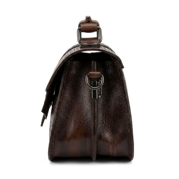 "Heritage Bloom" Hand-Carved Genuine Leather Satchel - Vintage Gradient Brown