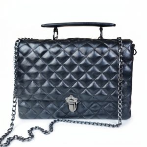 Sophisticated Black Quilted Leather Flap Handbag