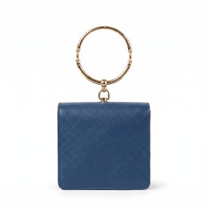 Elegant Sapphire Blue Pebbled Leather Ring Handle Mini Bag (Copy)