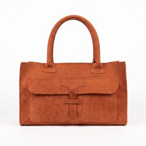Elegant Terracotta Suede Leather Tote Bag