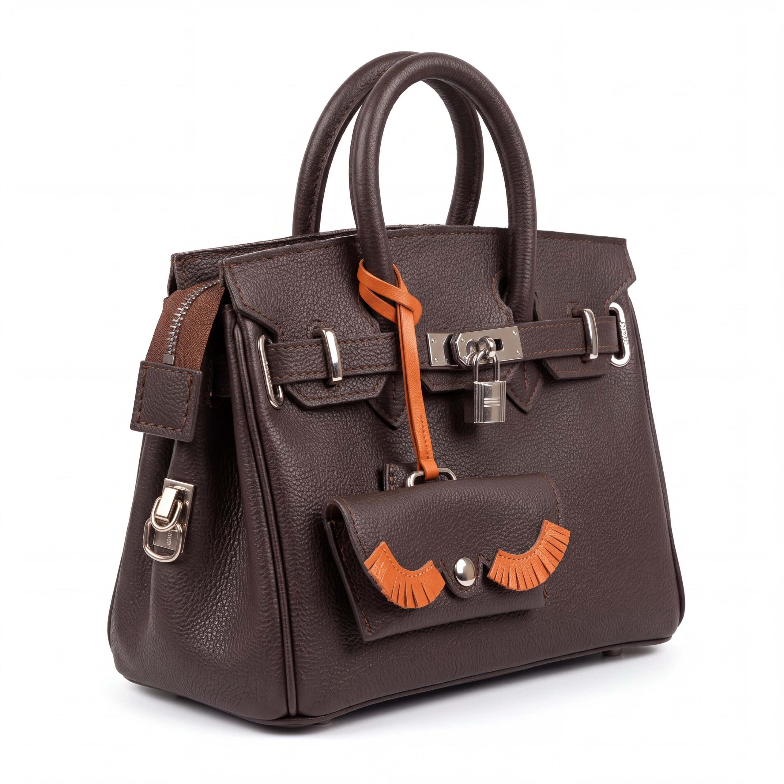 Elegant Chocolate Brown Pebbled Leather Tote Bag - Image 2