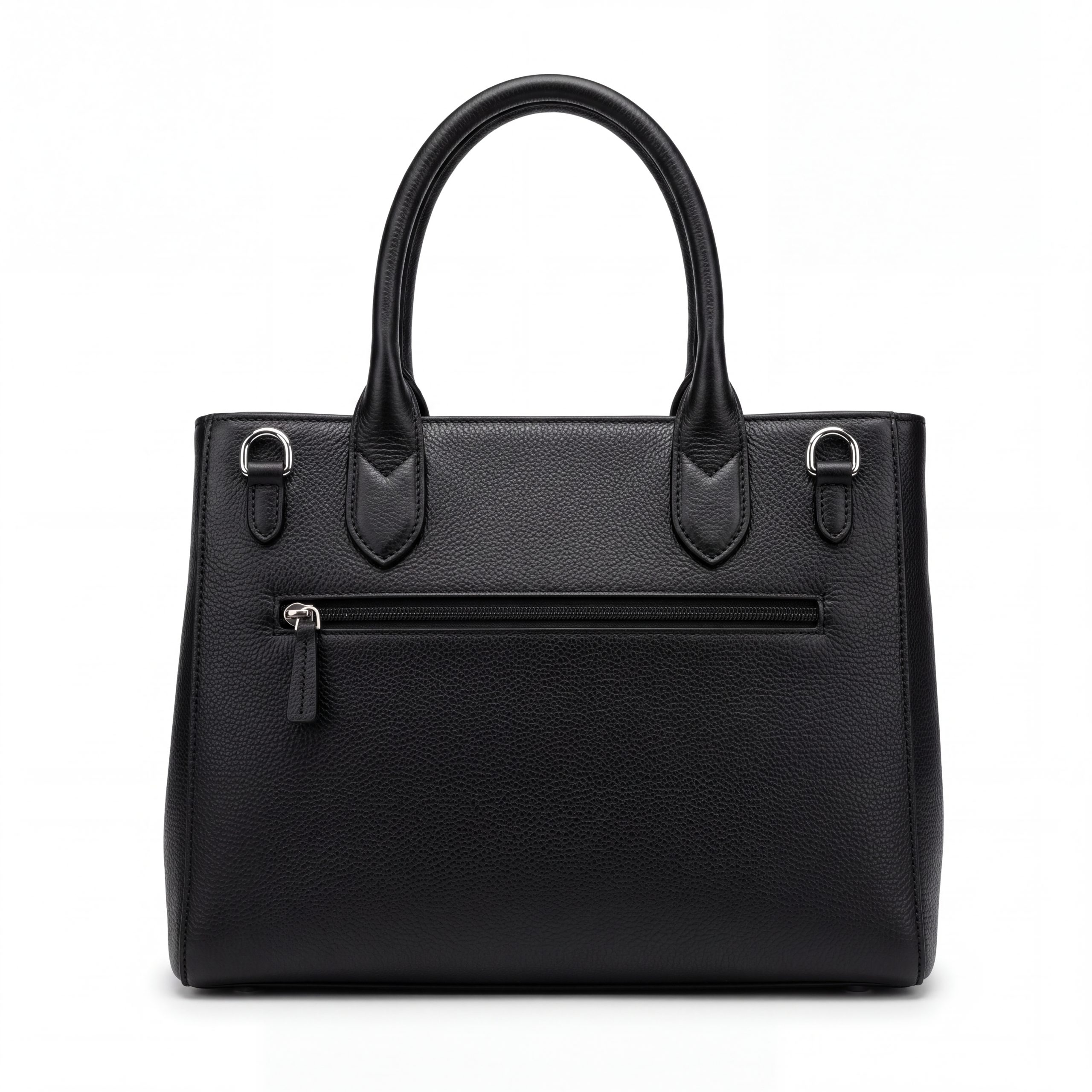 Elegant Black Pebbled Leather Padlock Tote Bag - Image 3