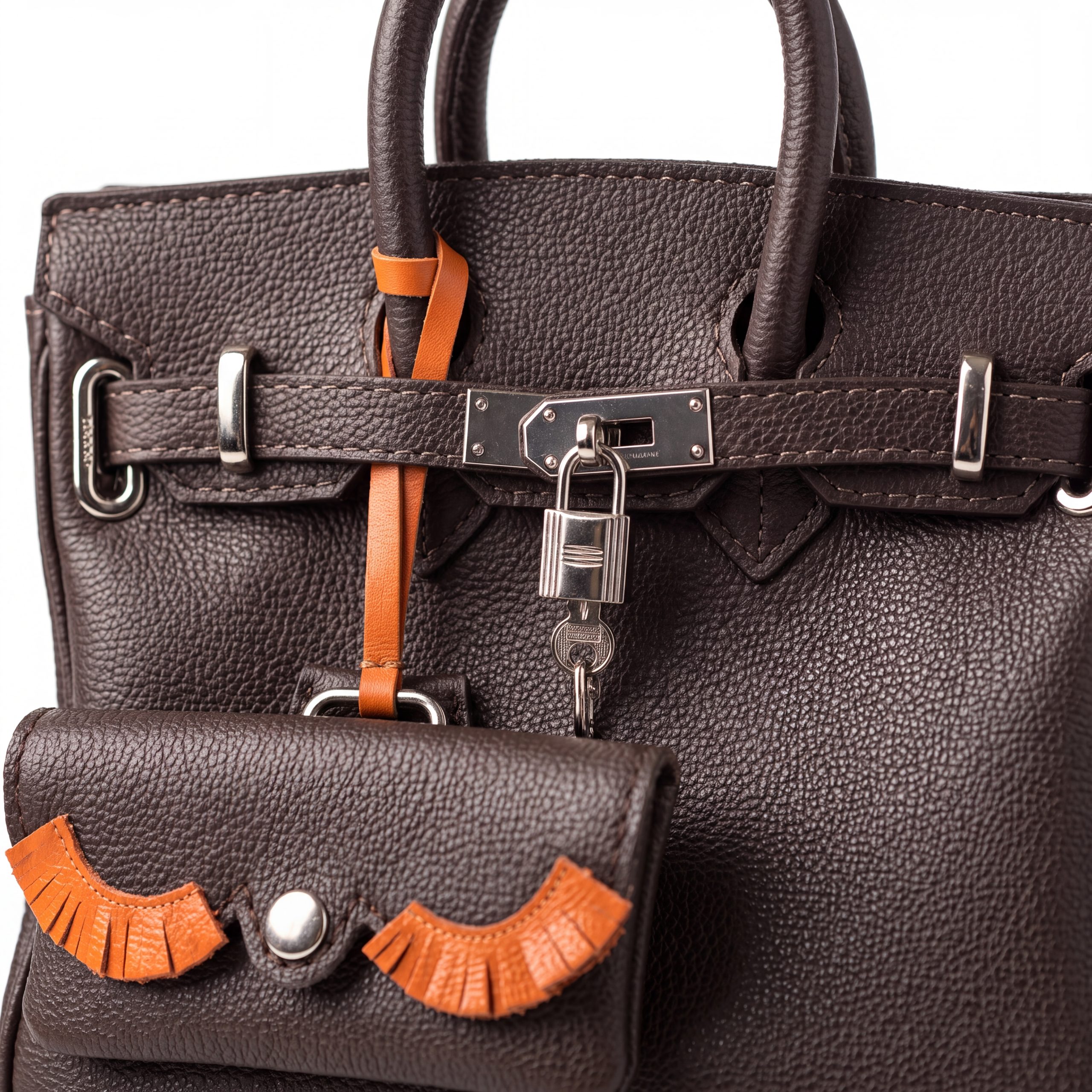 Elegant Chocolate Brown Pebbled Leather Tote Bag - Image 4
