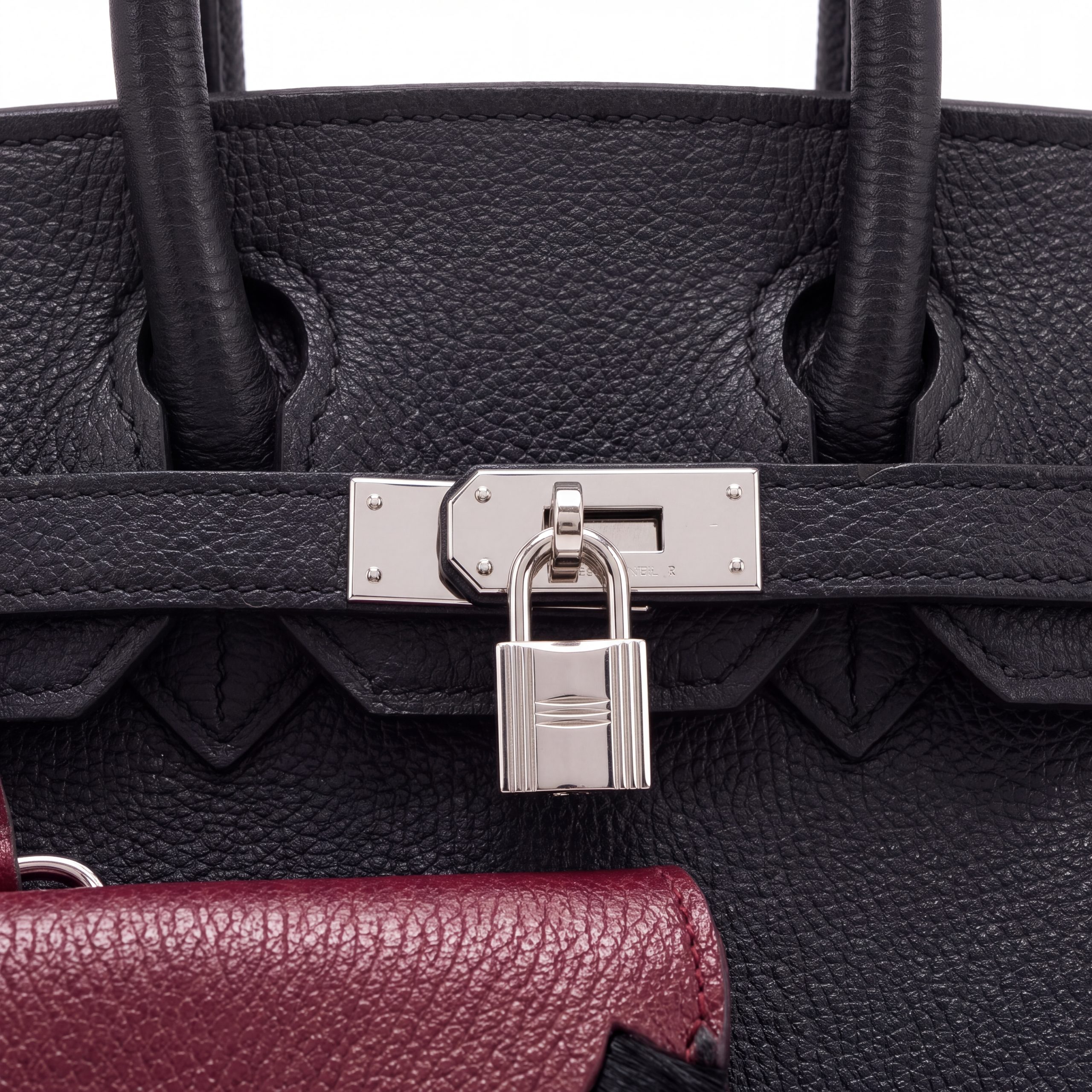 Elegant Black Pebbled Leather Padlock Tote Bag - Image 4