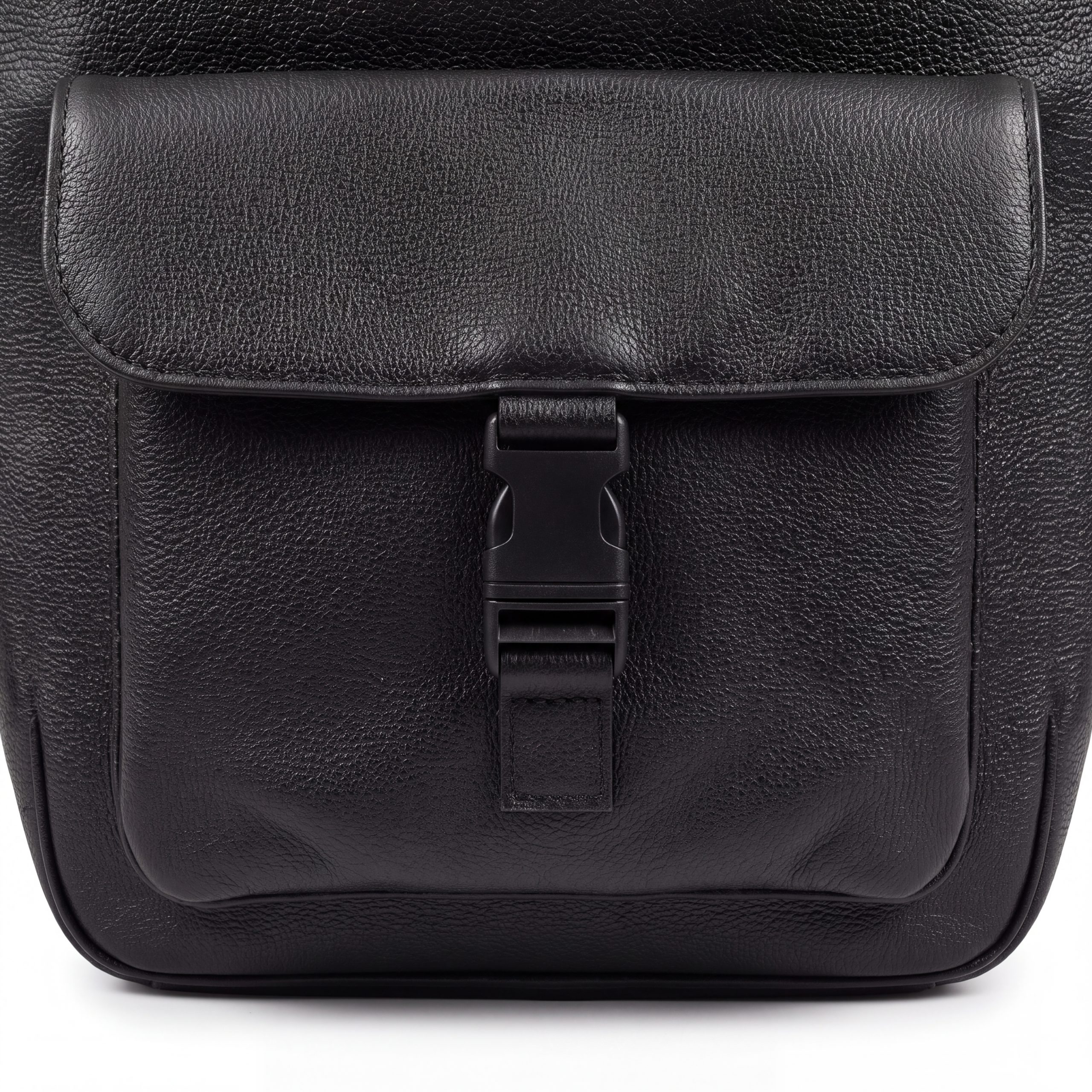 Sleek Black Pebbled Leather Urban Backpack - Image 3