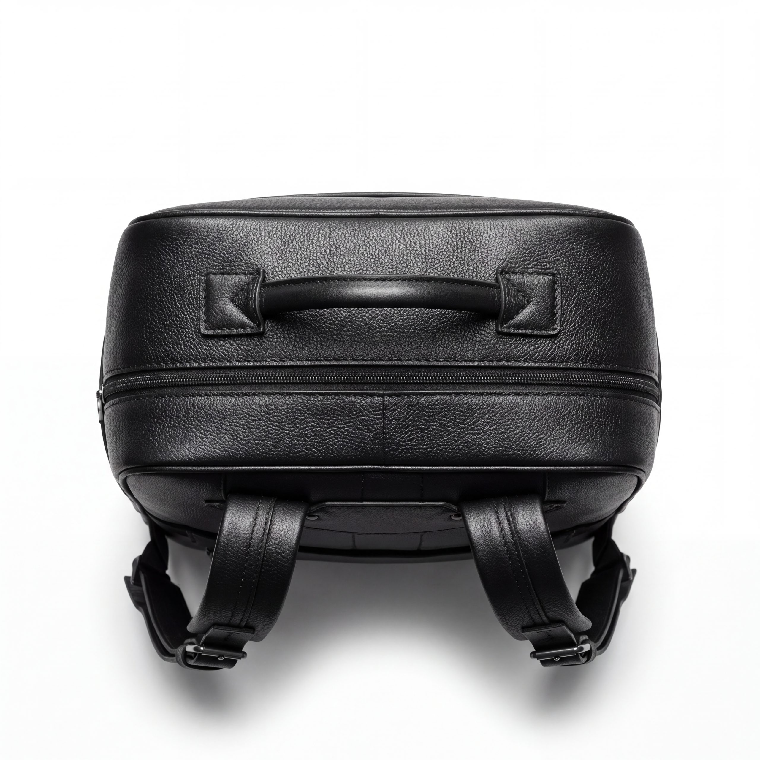 Sleek Black Pebbled Leather Urban Backpack - Image 4